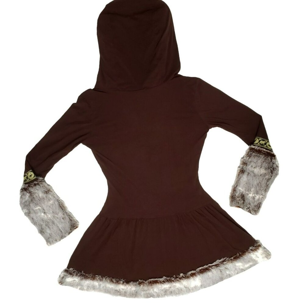 Sexy Eskimo Costume Halloween Dress Boot Covers Fur Trim Cosplay Womens L 10-12 - Picture 2 of 12